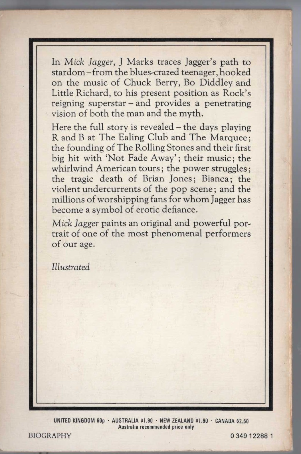 J. Marks  MICK JAGGER magnified rear book cover image