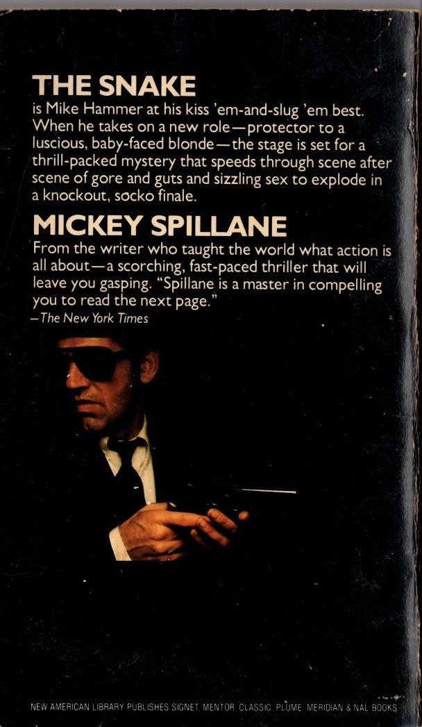 Mickey Spillane  THE SNAKE magnified rear book cover image