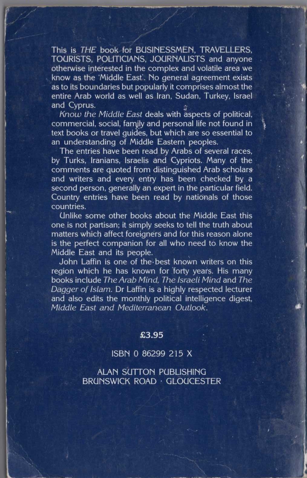 John Laffin  KNOW THE MIDDLE EAST magnified rear book cover image