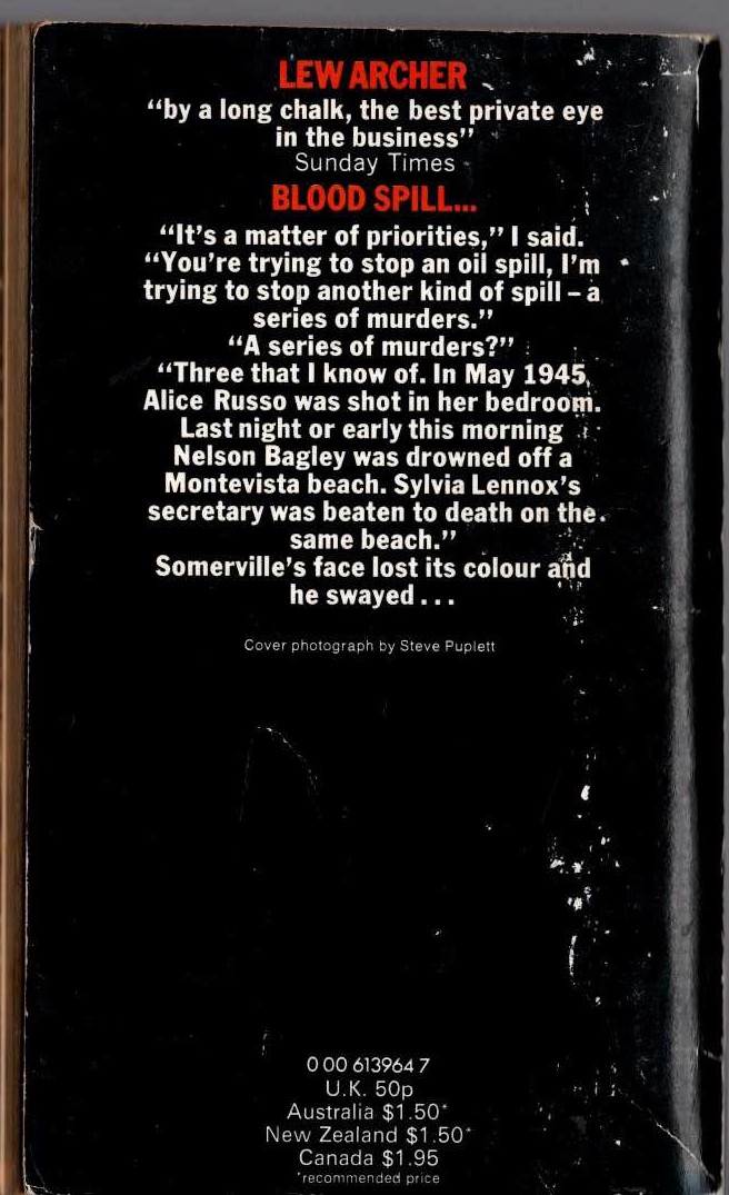 Ross Macdonald  SLEEPING BEAUTY magnified rear book cover image