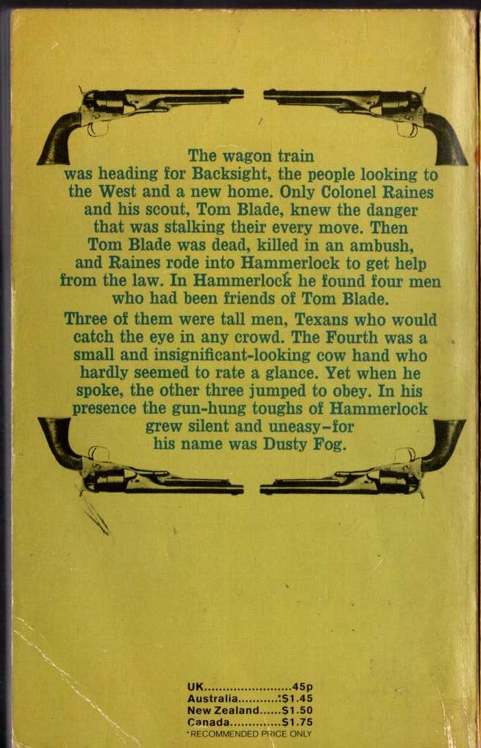 J.T. Edson  WAGONS TO BACKSIGHT magnified rear book cover image