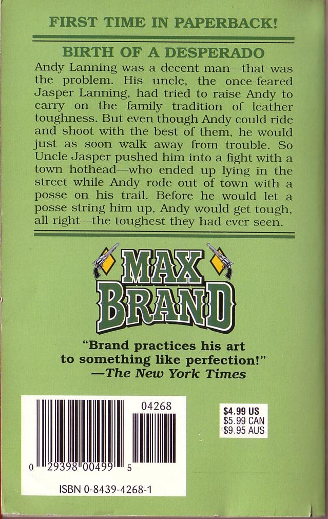 Max Brand  FREE RANGE LANNING magnified rear book cover image