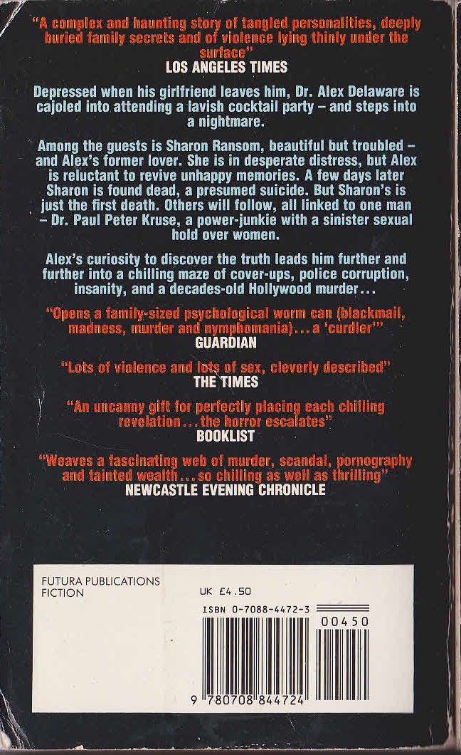 Jonathan Kellerman  SILENT PARTNER magnified rear book cover image