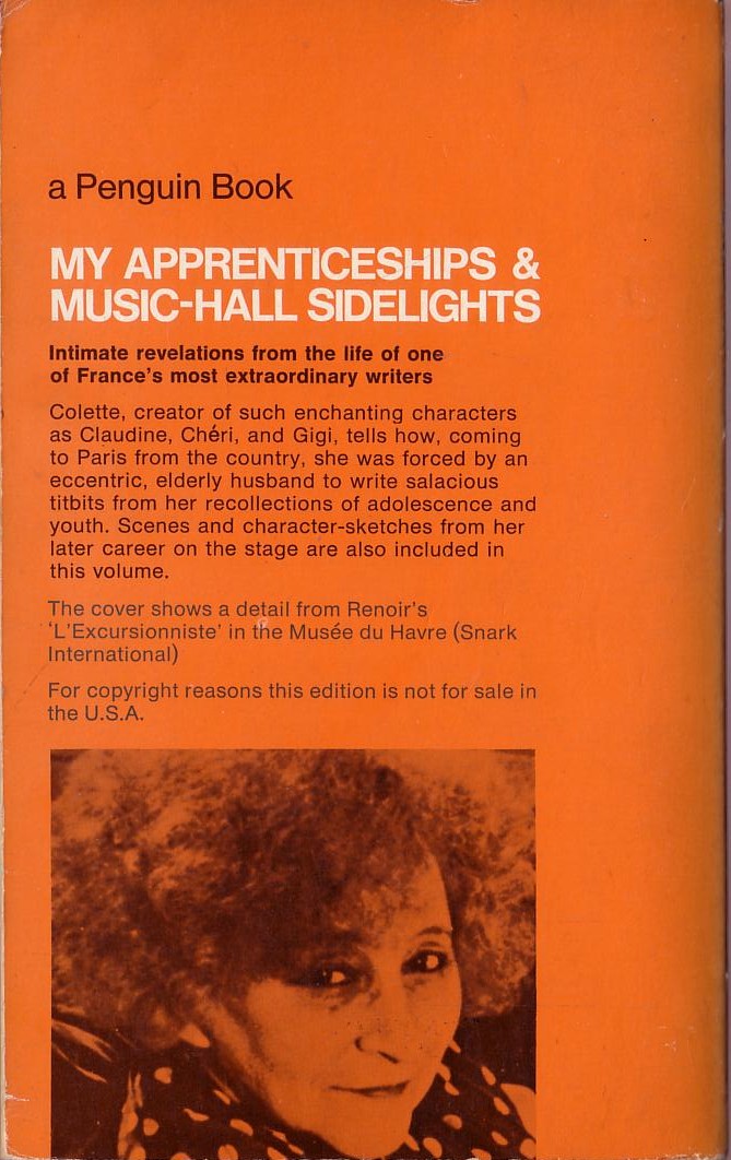 Colette   MY APPRENTICESHIPS & MUSIC-HALL SIDELIGHTS magnified rear book cover image
