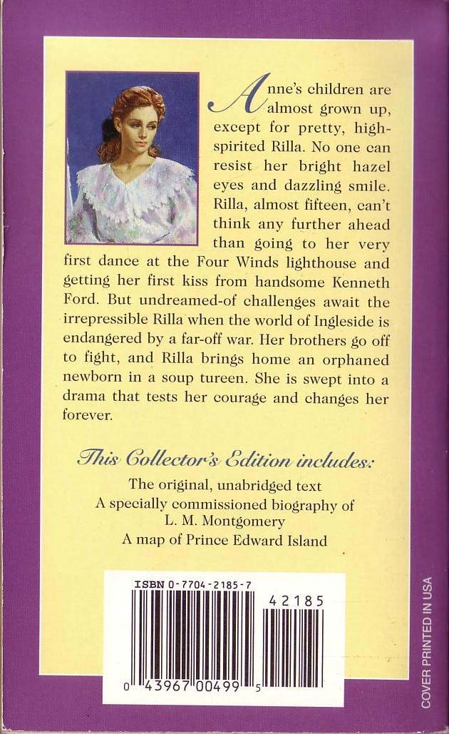 L.M. Montgomery  RILLA OF INGLESIDE magnified rear book cover image