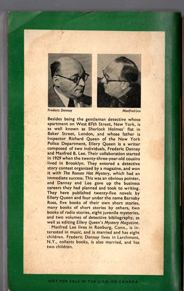 Ellery Queen  THE FOUR OF HEARTS magnified rear book cover image