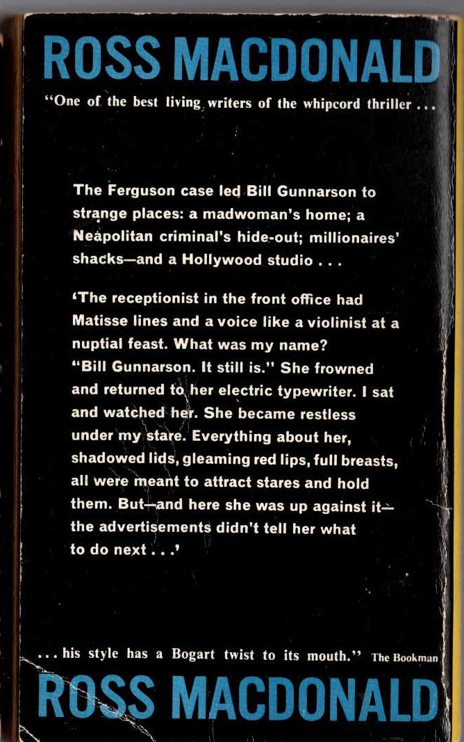 Ross Macdonald  THE FERGUSON AFFAIR magnified rear book cover image