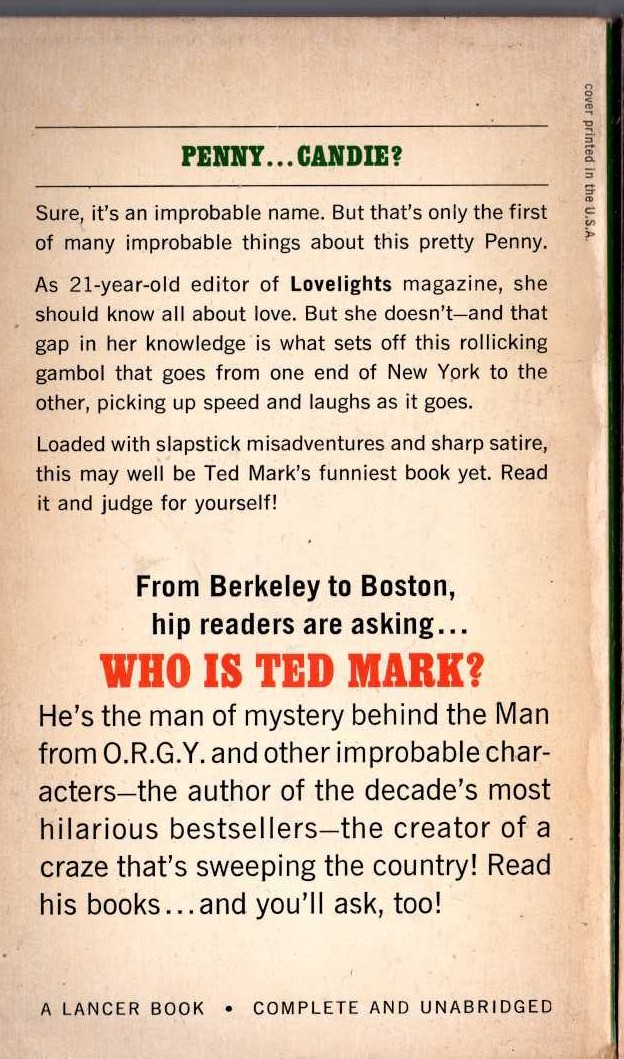 Ted Mark  THE GIRL FROM PUSSYCAT magnified rear book cover image