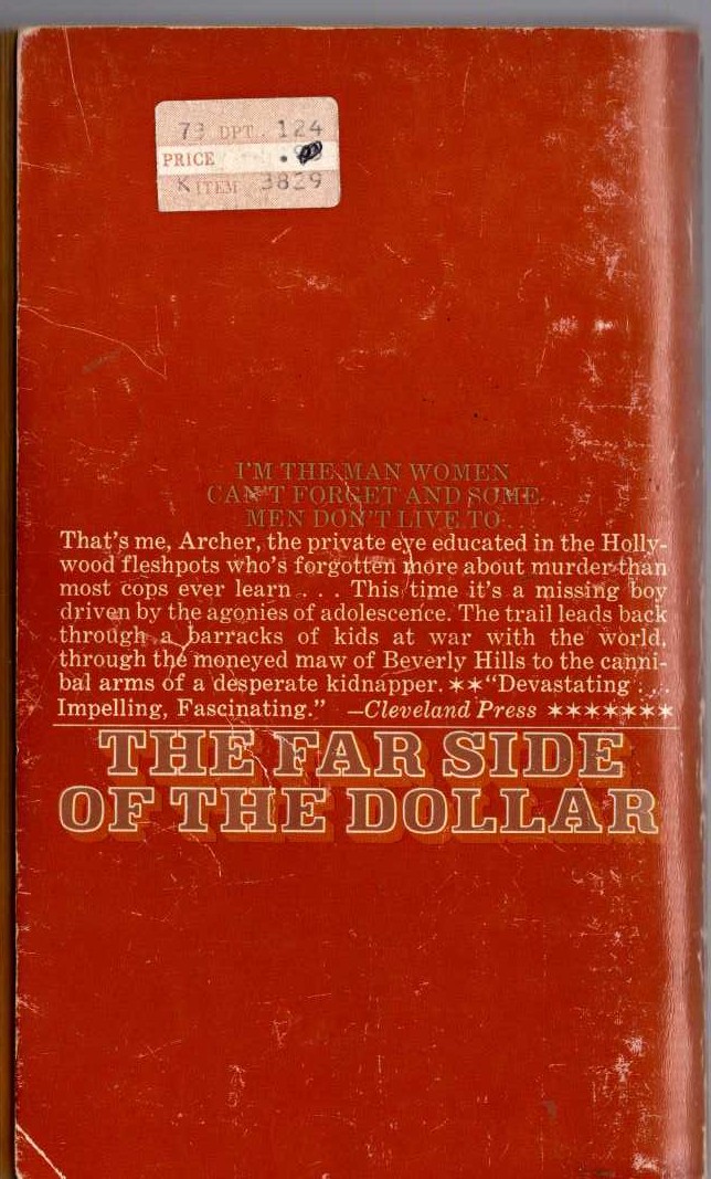 Ross Macdonald  THE FAR SIDE OF THE DOLLAR magnified rear book cover image