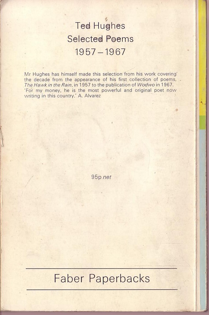 Ted Hughes  SELECTED POEMS 1957-1967 magnified rear book cover image