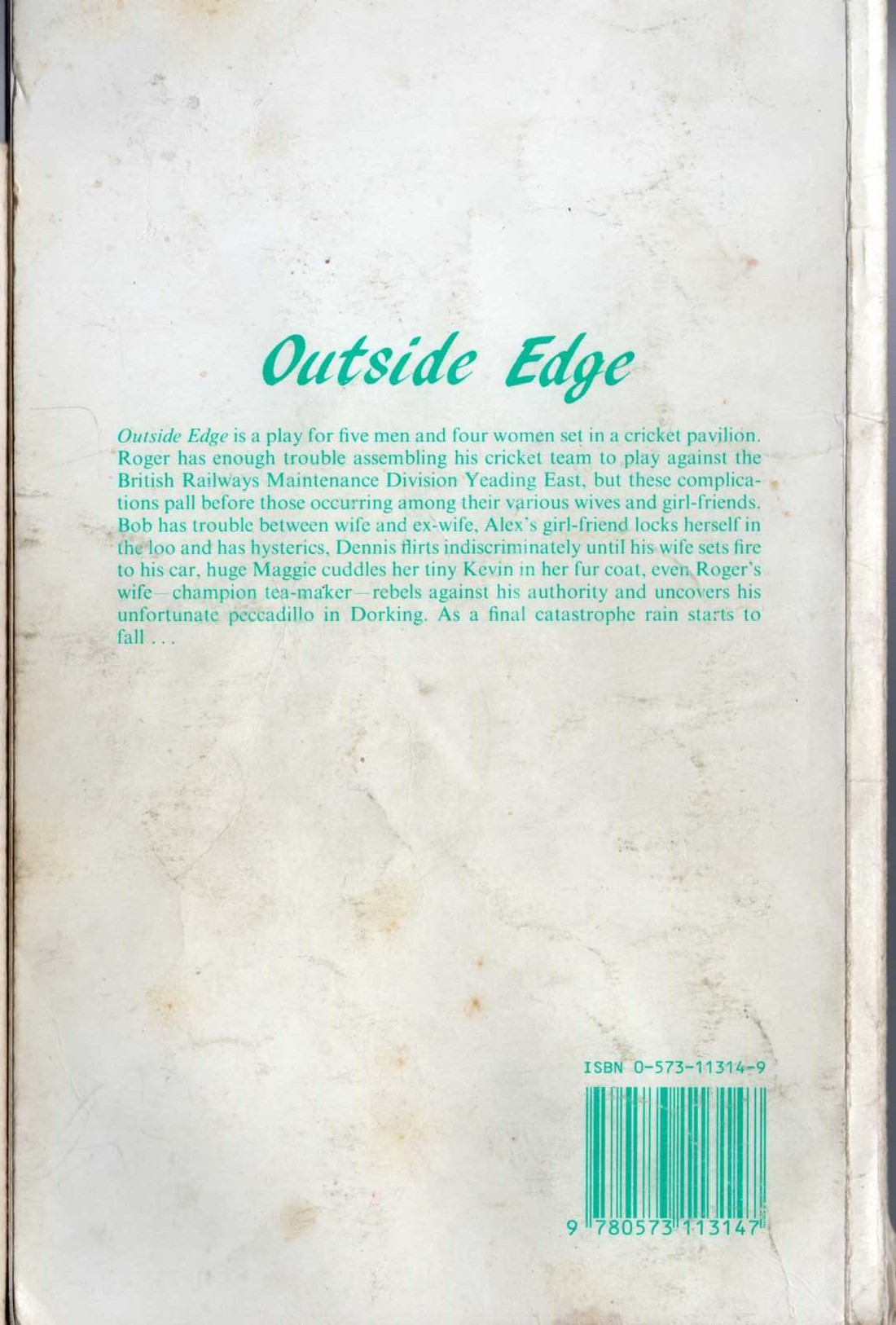 Richard Harris  OUTSIDE EDGE. A Play magnified rear book cover image