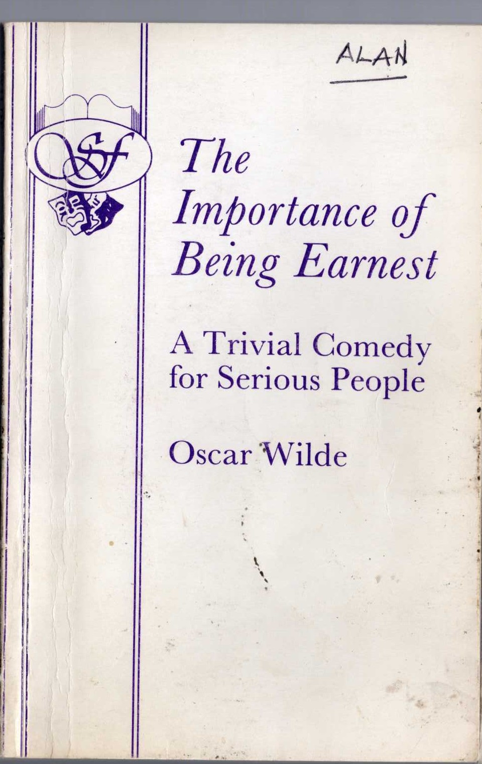 Oscar Wilde  THE IMPORTANCE OF BEING EARNEST. A Trivial Comedy for Serious People front book cover image
