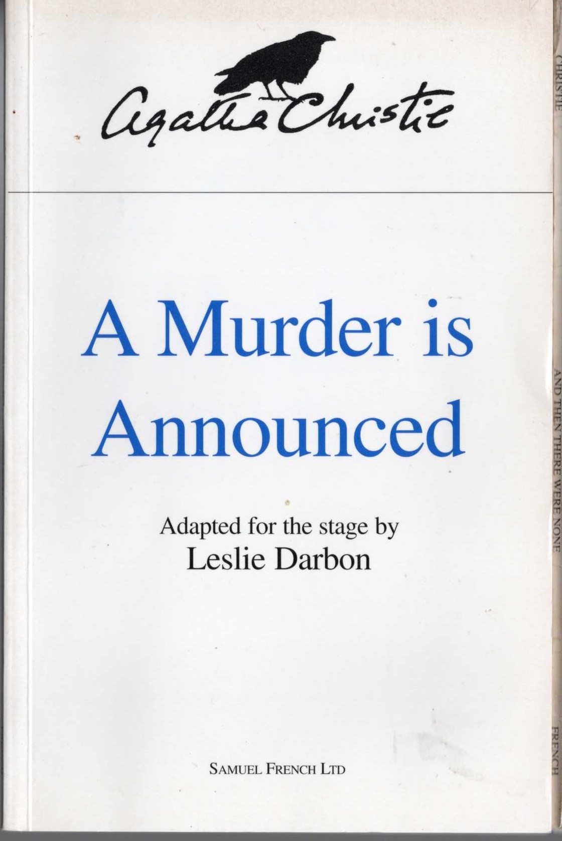 (Agatha Christie adapted for stage by Leslie Darbon) A MURDER IS ANNOUNCED front book cover image