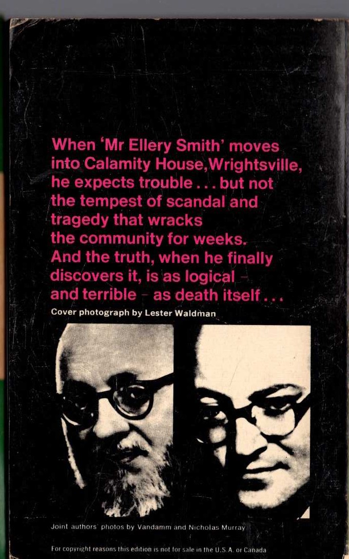 Ellery Queen  CALAMITY TOWN magnified rear book cover image