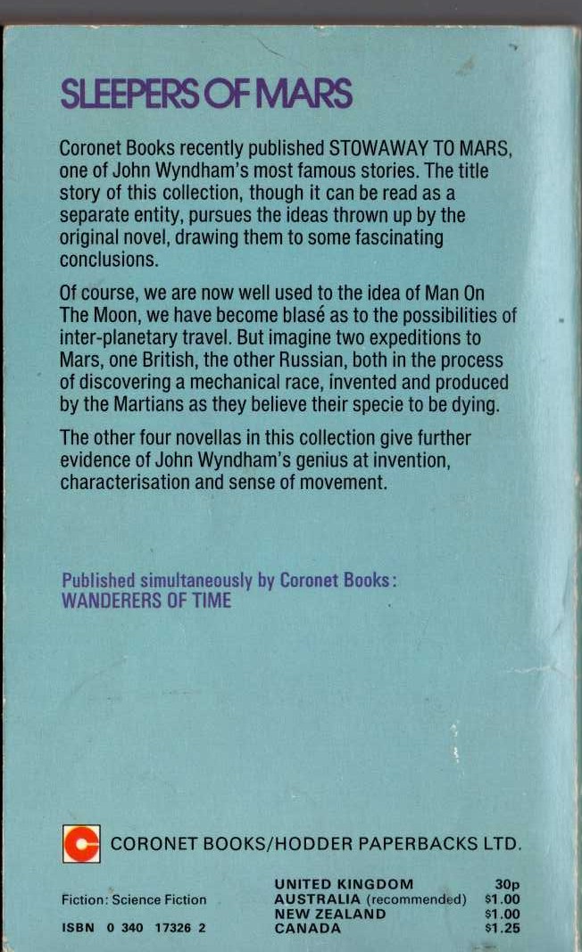(John Wyndham writing as John Beynon) SLEEPRS OF MAR magnified rear book cover image