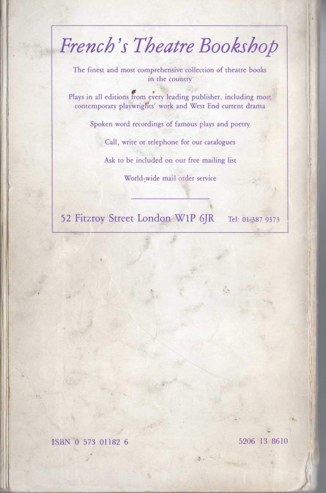 Agatha Christie  THE HOLLOW. A Play magnified rear book cover image