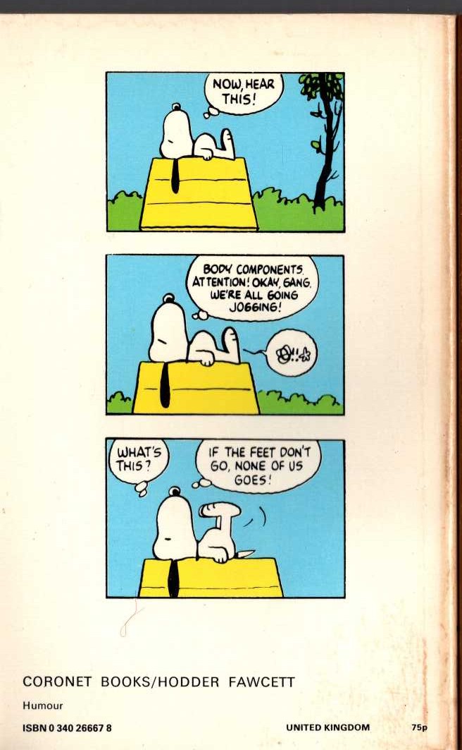 Charles M. Schulz  JOGGING IS IN, SNOOPY magnified rear book cover image