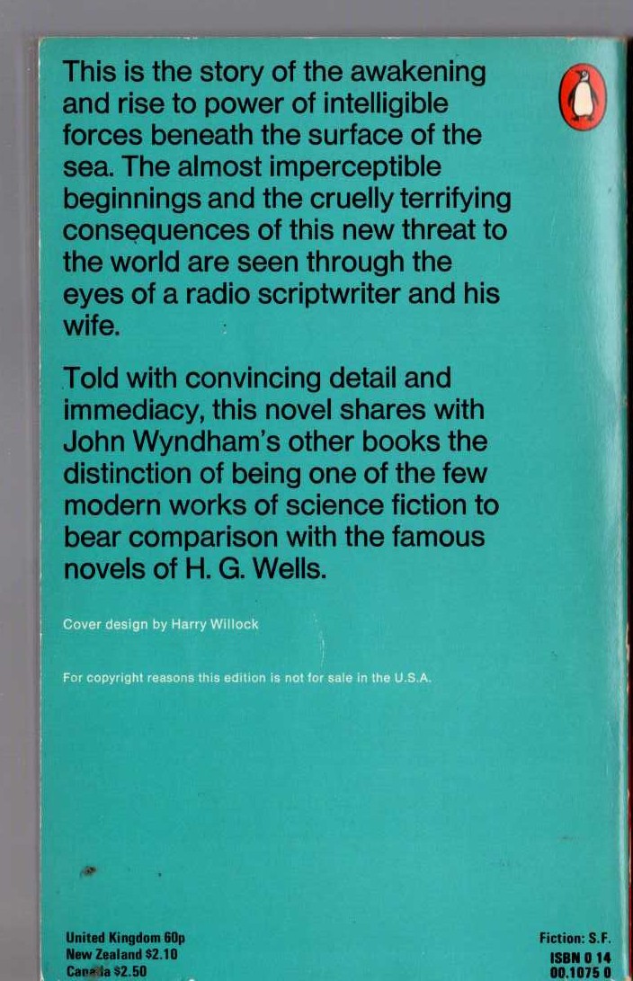 John Wyndham  THE KRAKEN WAKES magnified rear book cover image