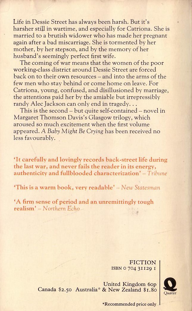 Margaret Thomson Davis  A BABY MIGHT BE CRYING magnified rear book cover image