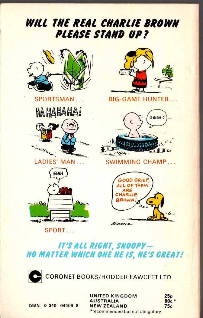 Charles M. Schulz  WHO DO YOU THINK YOU ARE, CHARLIE BROWN magnified rear book cover image