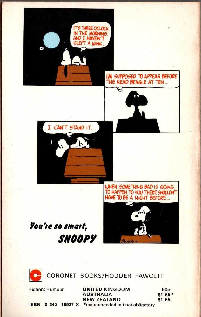 Charles M. Schulz  YOU'RE SO SMART, SNOOPY magnified rear book cover image