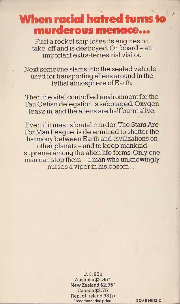 John Brunner  THE LONG RESULT magnified rear book cover image
