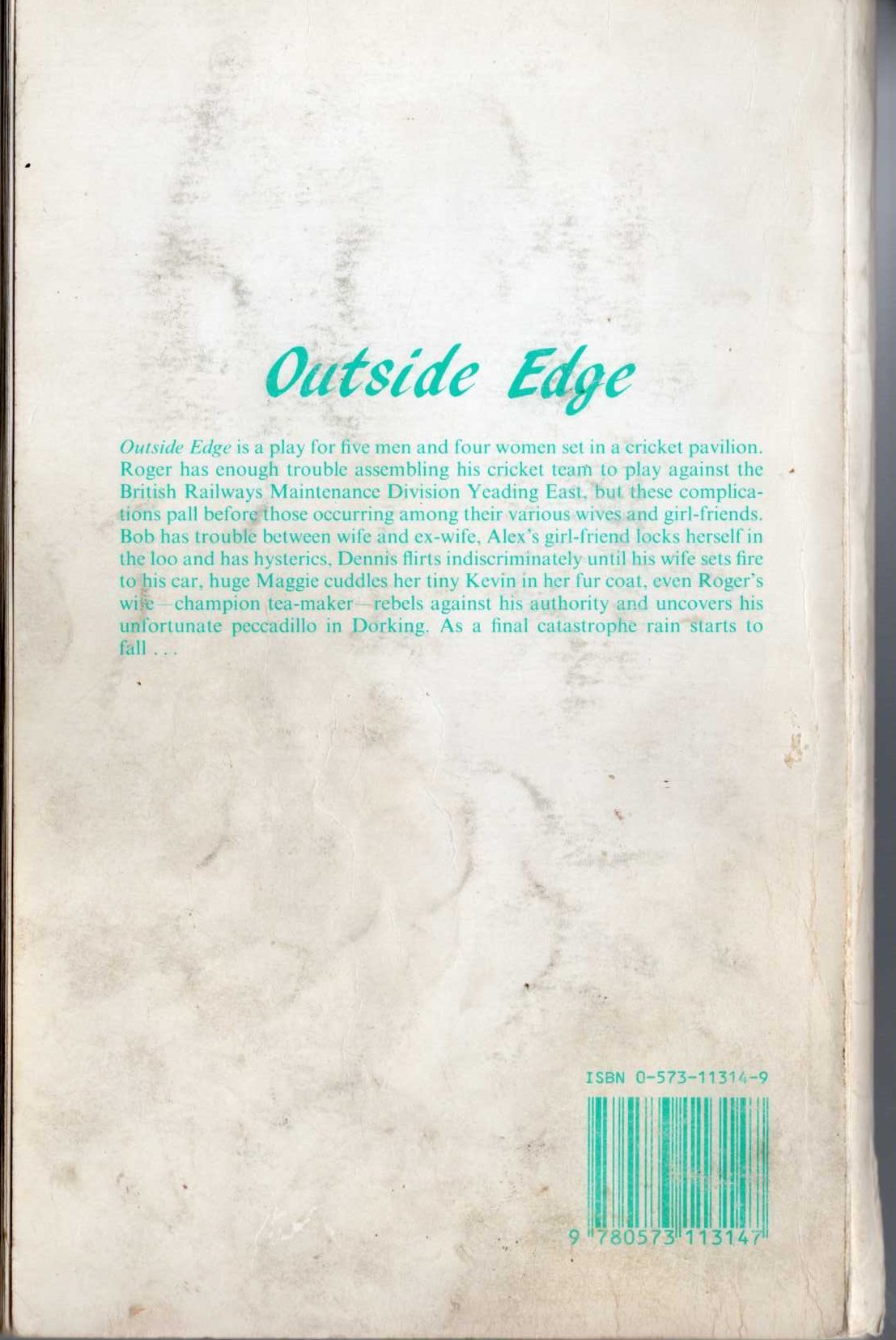 Richard Harris  OUTSIDE EDGE. A Play magnified rear book cover image