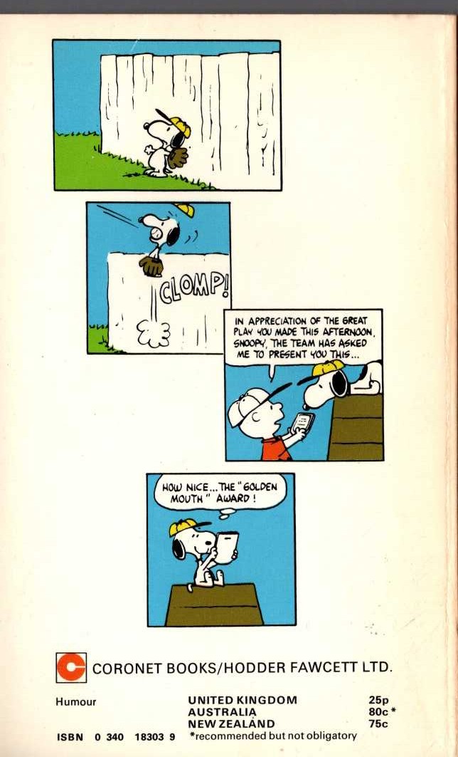 Charles M. Schulz  THERE'S NO ONE LIKE YOU, SNOOPY magnified rear book cover image