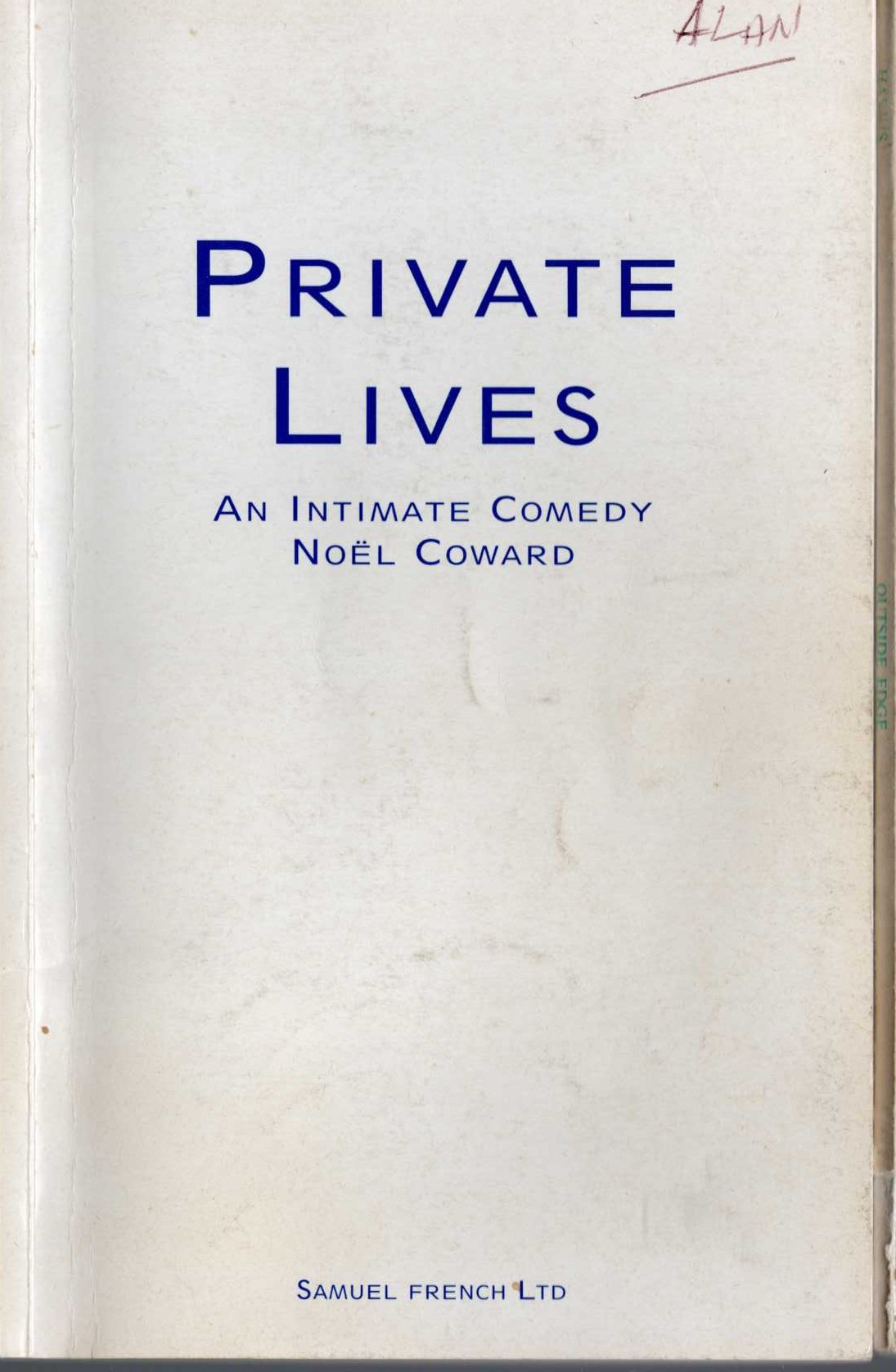 Noel Coward  PRIVATE LIVES. An Intimate Comedy front book cover image