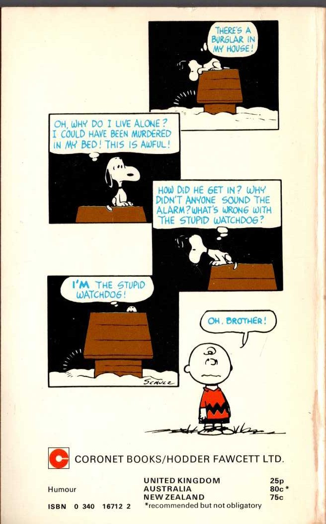 Charles M. Schulz  WHAT NOW, CHARLIE BROWN? magnified rear book cover image
