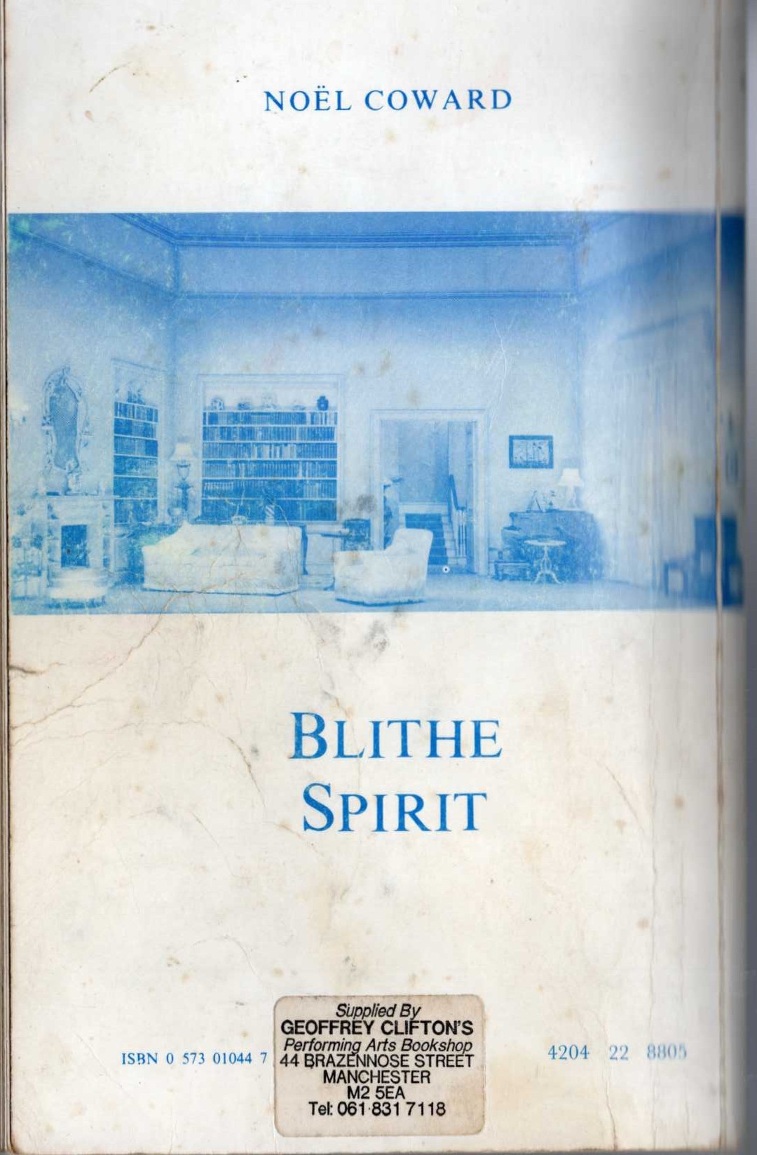 Noel Coward  BLITHE SPIRIT. An Imporbable Farce magnified rear book cover image