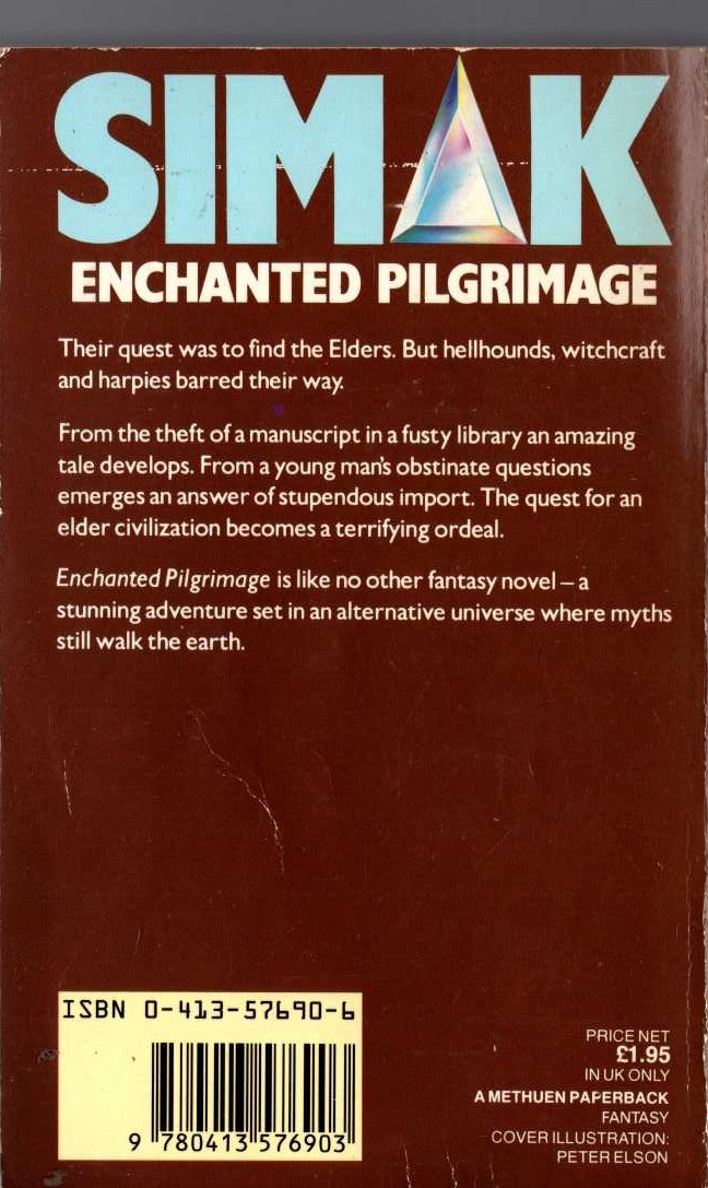 Clifford D. Simak  ENCHANTED PILGRIMAGE magnified rear book cover image