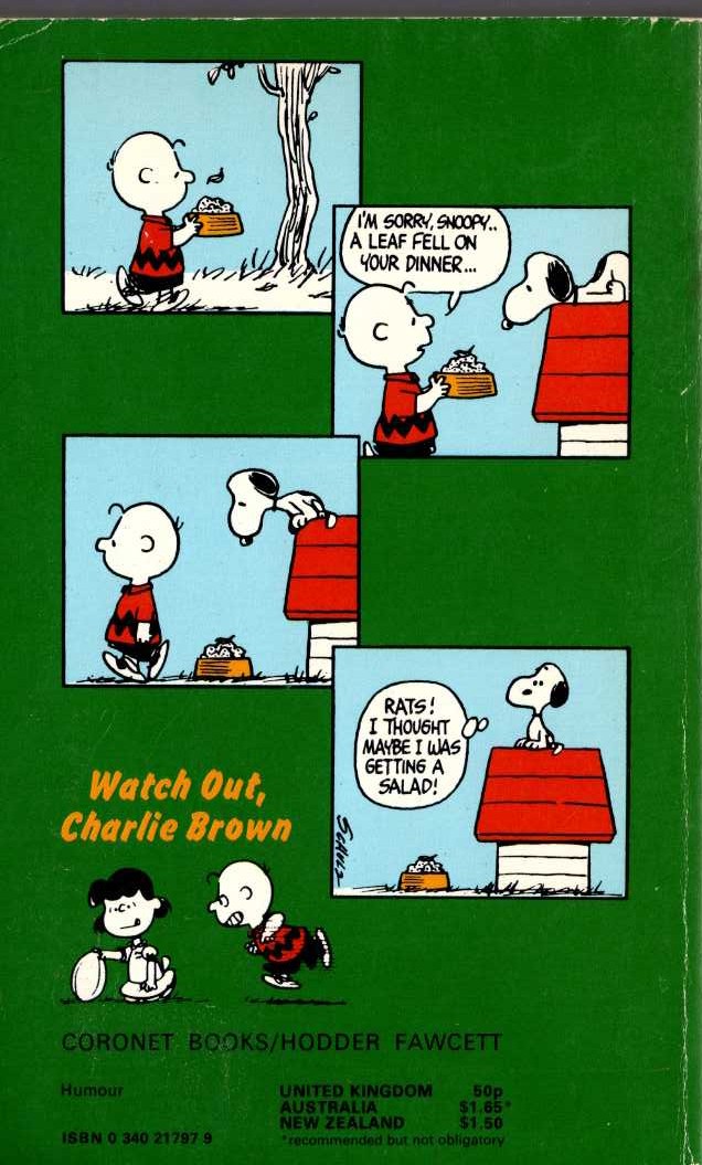 Charles M. Schulz  WATCH OUT, CHARLIE BROWN magnified rear book cover image