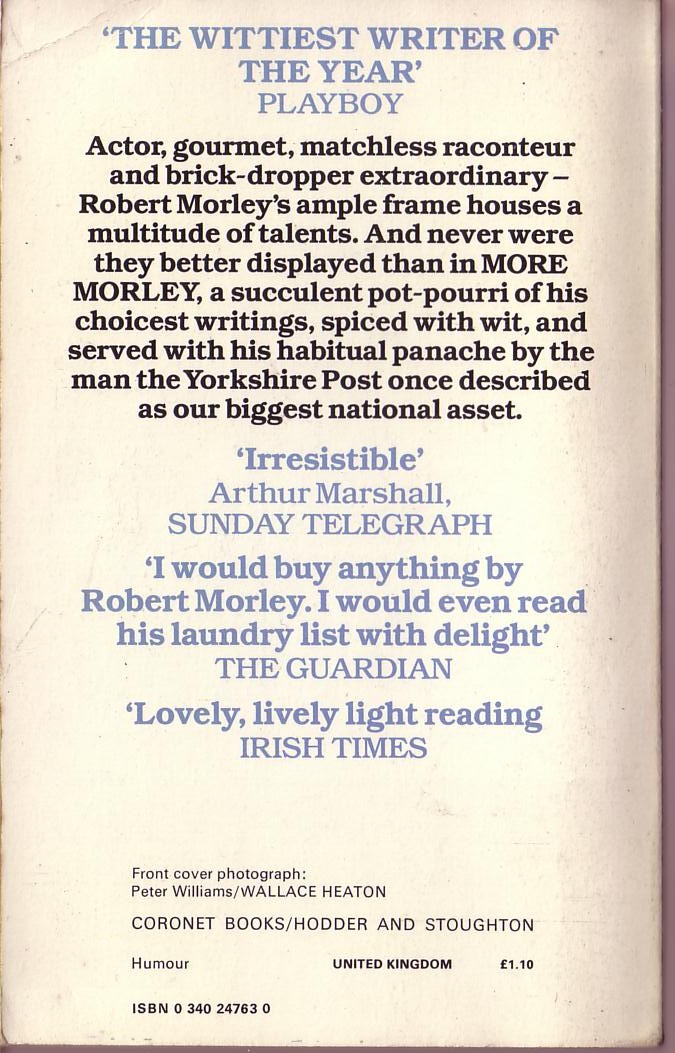 Robert Morley  MORE MORLEY magnified rear book cover image