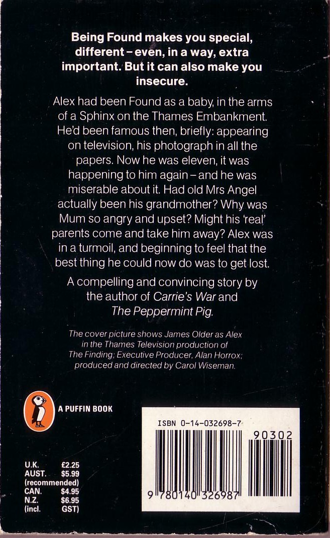 Nina Bawden  THE FINDING (Thames TV) magnified rear book cover image