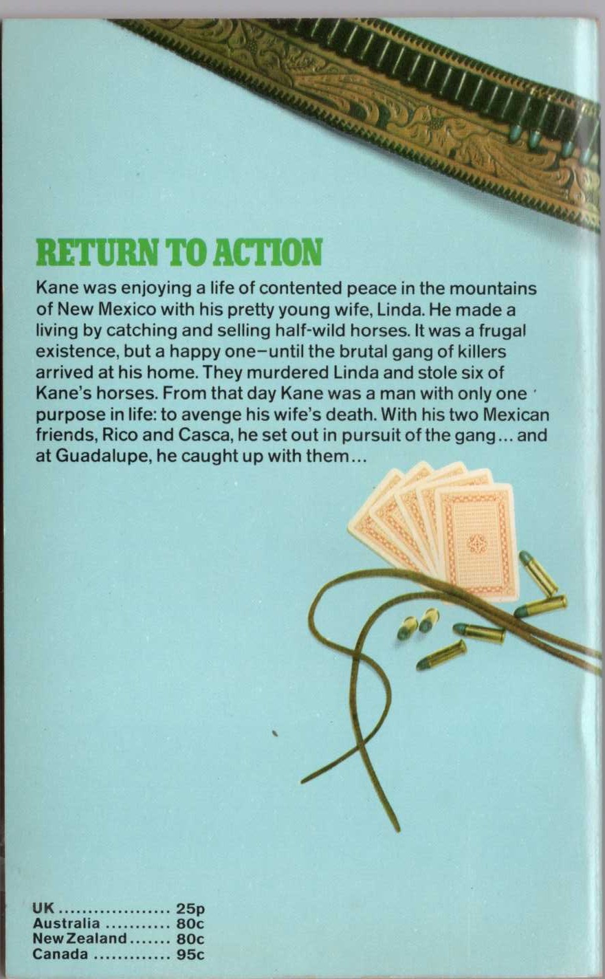 Louis Masterson  RETURN TO ACTION magnified rear book cover image