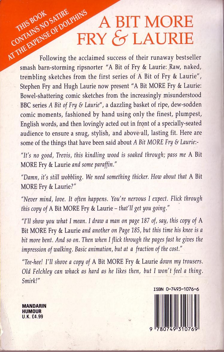A BIT MORE OF FRY & LAURIE magnified rear book cover image