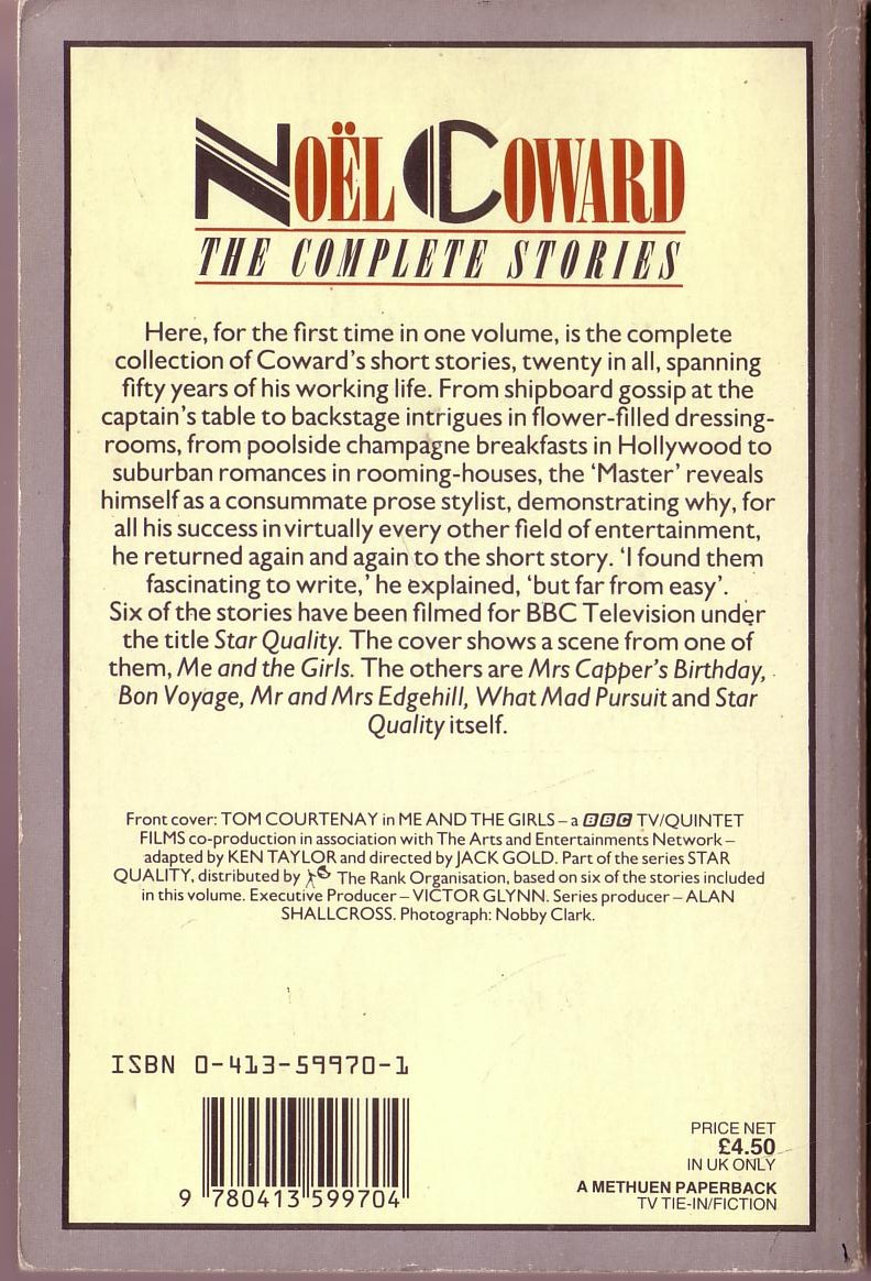 Noel Coward  THE COMPLETE STORIES (TV tie-in) magnified rear book cover image