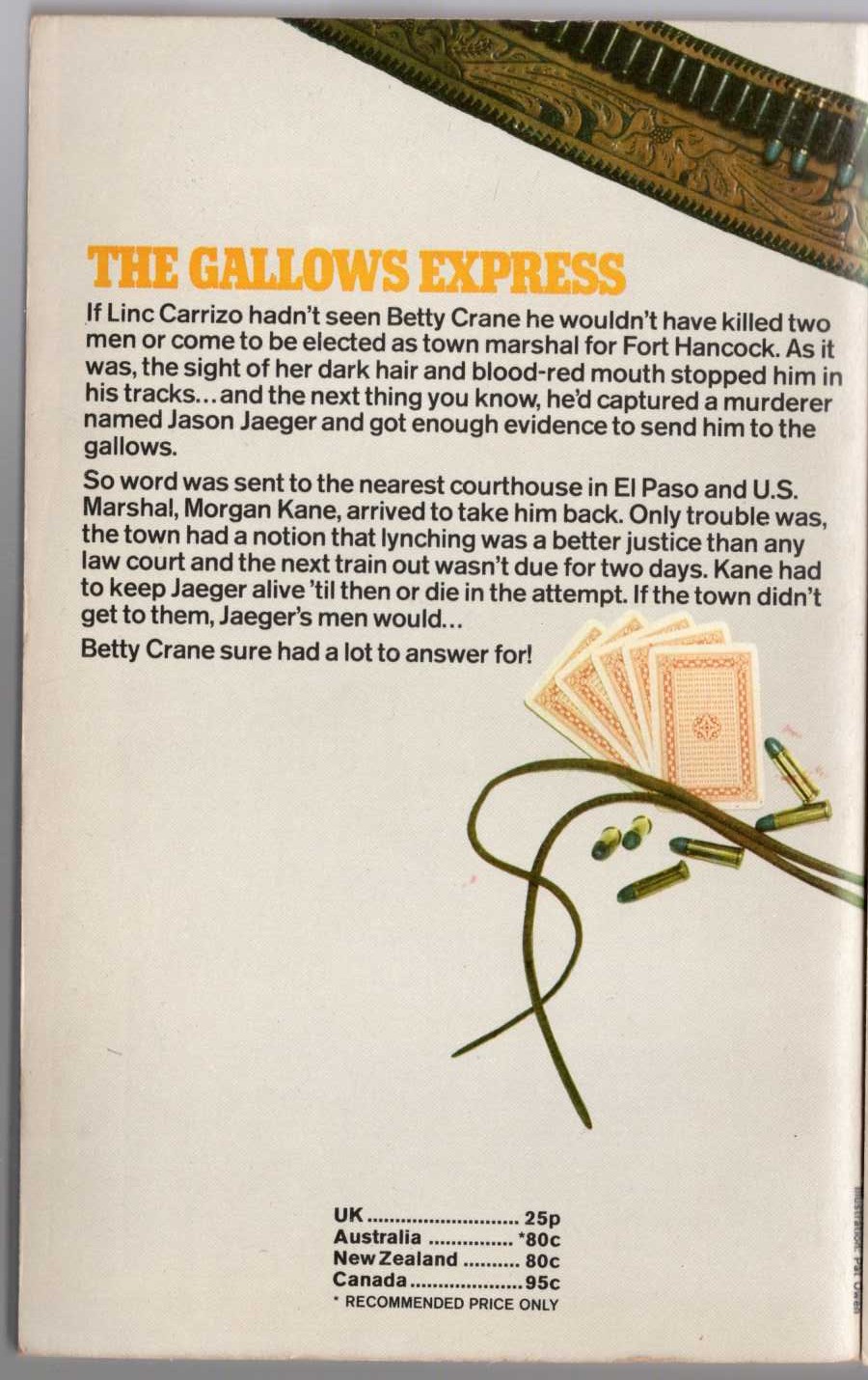 Louis Masterson  THE GALLOWS EXPRESS magnified rear book cover image