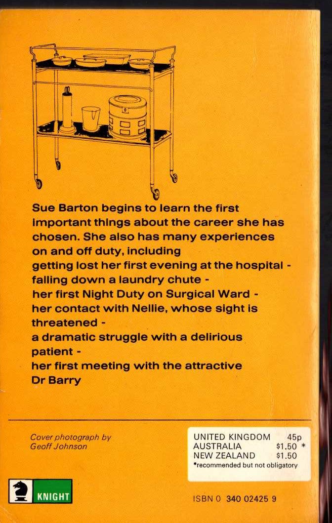 Helen Dore Boylston  SUE BARTON - STUDENT NURSE magnified rear book cover image