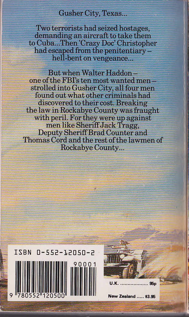 J.T. Edson  THE LAWMEN OF ROCKABYE COUNTY magnified rear book cover image