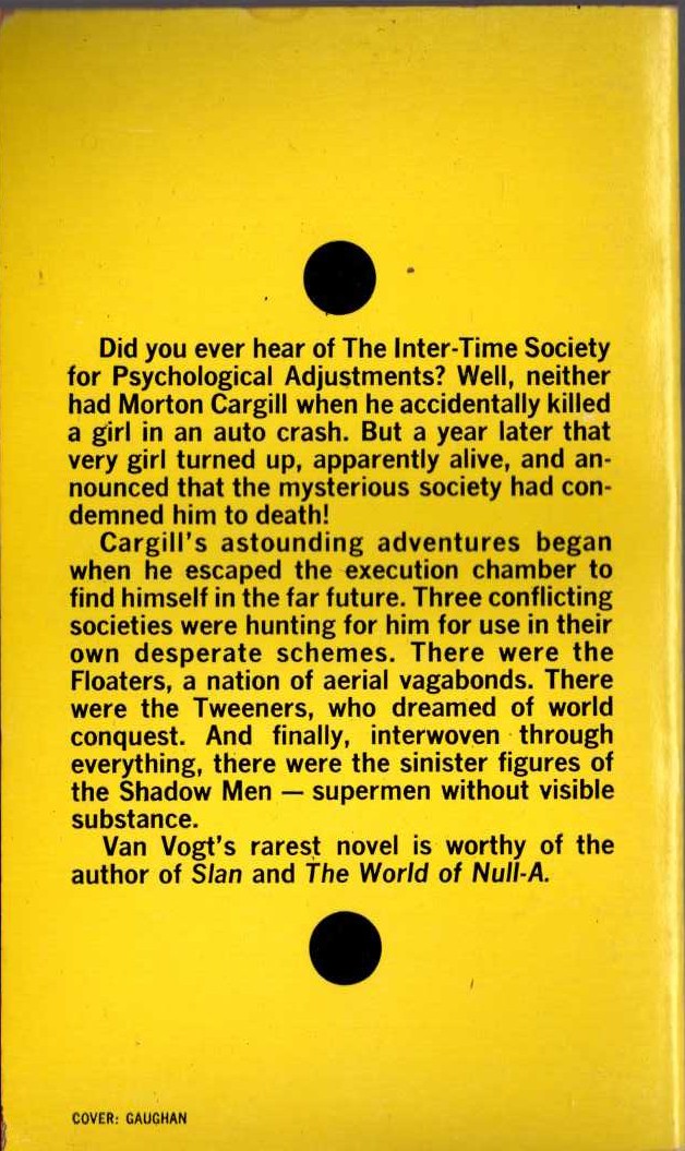 A.E. van Vogt  THE UNIVERSE MAKER magnified rear book cover image