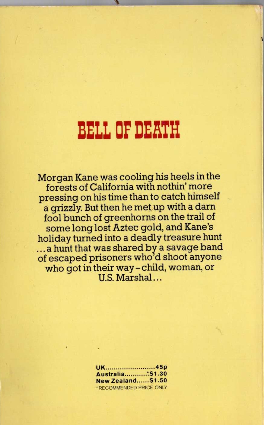 Louis Masterson  BELL OF DEATH magnified rear book cover image