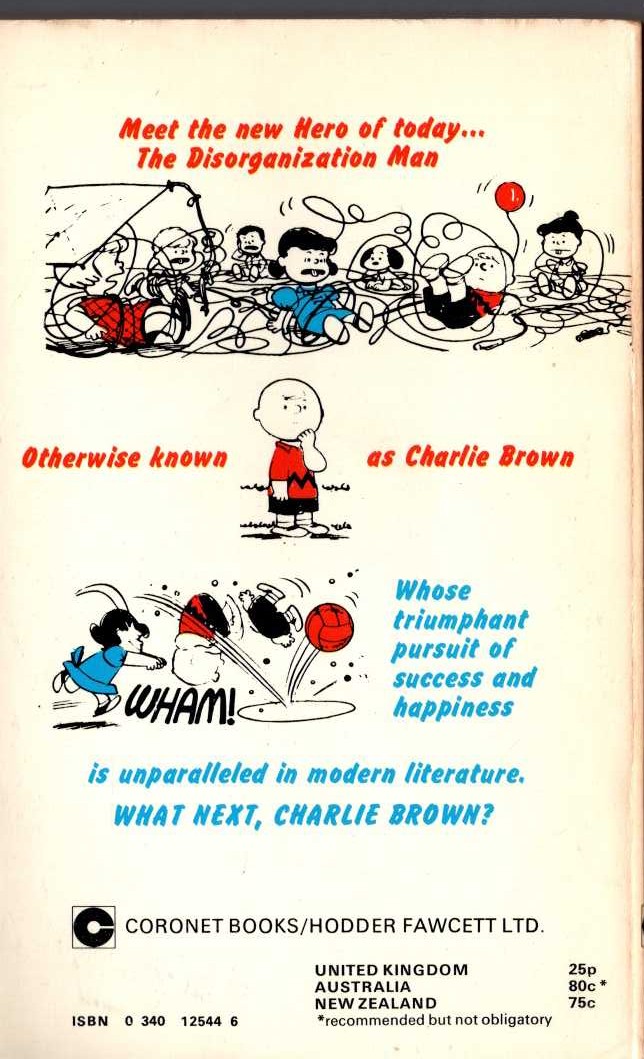 Charles M. Schulz  WHAT NEXT, CHARLIE BROWN? magnified rear book cover image