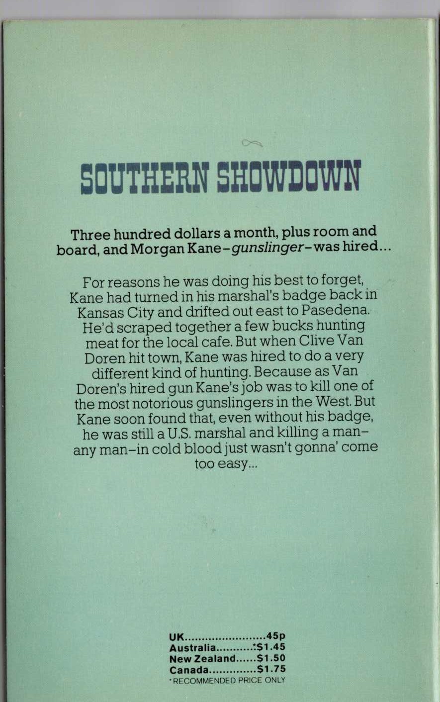 Louis Masterson  SOUTHERN SHOWDOWN magnified rear book cover image