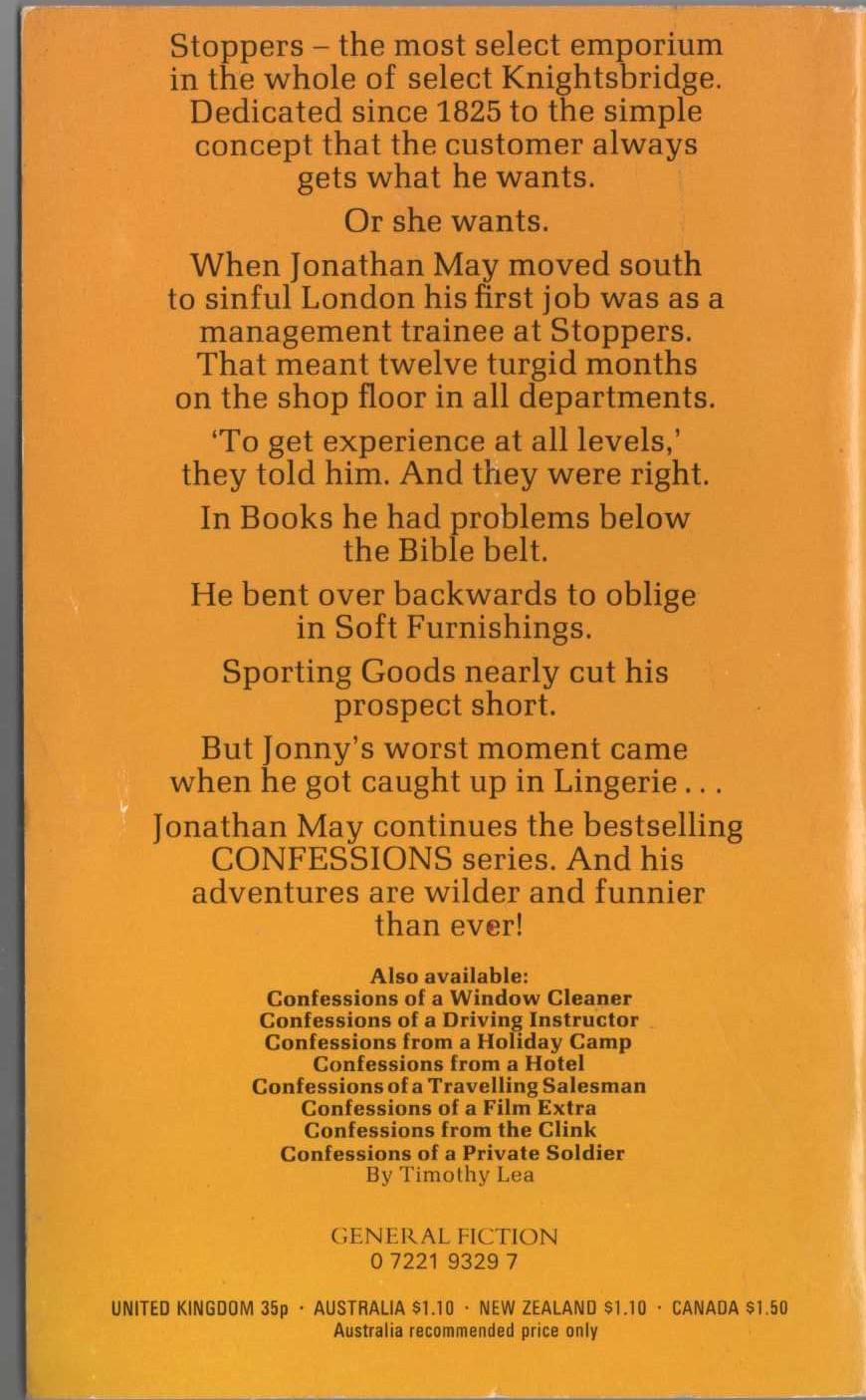 Jonathan May  CONFESSIONS OF A SHOP ASSISTANT magnified rear book cover image