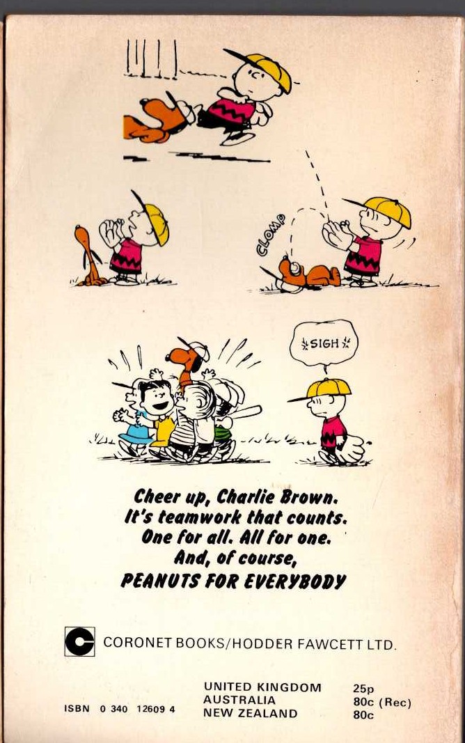 Charles M. Schulz  PEANUTS FOR EVERYBODY magnified rear book cover image