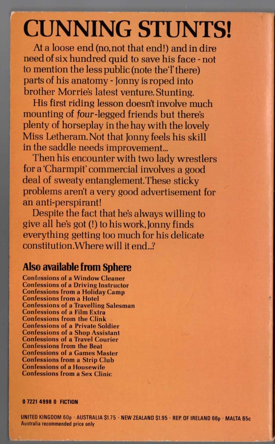 Jonathan May  CONFESSIONS OF A STUNTMAN magnified rear book cover image