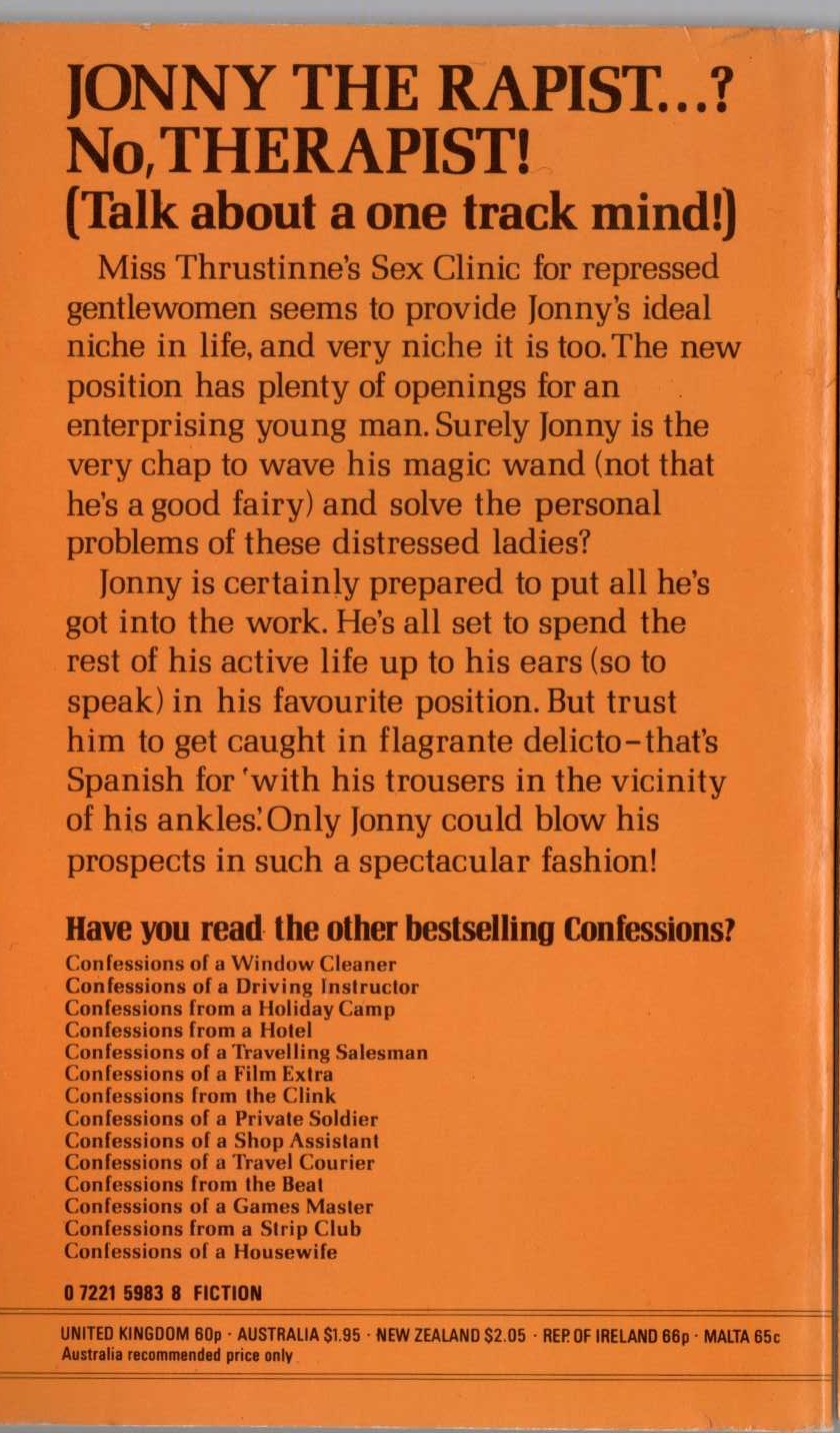 Jonathan May  CONFESSIONS FROM A SEX CLINIC magnified rear book cover image
