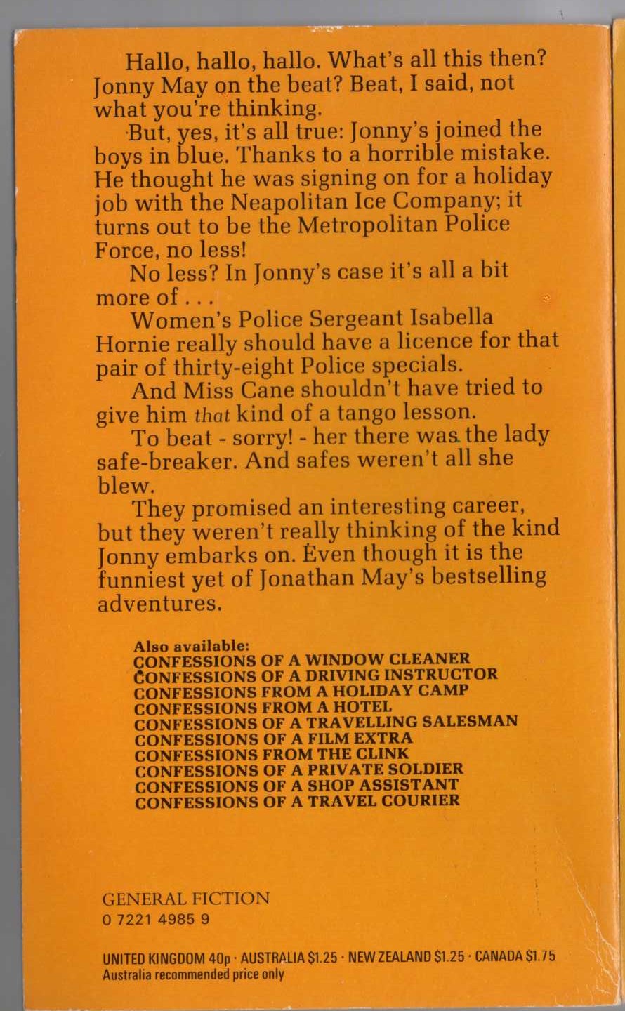 Jonathan May  CONFESSIONS FROM THE BEAT magnified rear book cover image